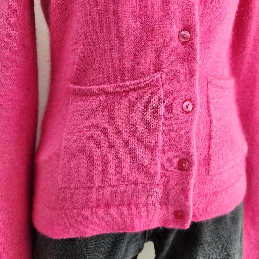 Vintage Y2K Studio Y Pink Wool Blend Knit Cardigan Sweater S Long Sleeve Barbie - Picture 4 of 12